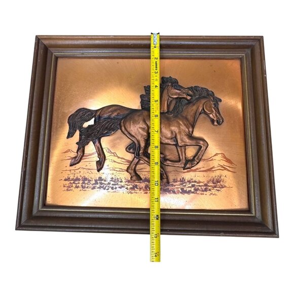 Vintage Copper Horse Art Wall 3D Metallic Embossed Equestrian Frame Artwork Gift - Picture 4 of 6